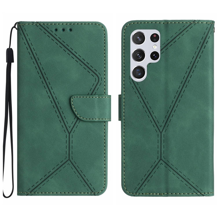 For Samsung Galaxy S25 Ultra 5G Stitching Embossed Leather Phone Case(Green) by buy2fix