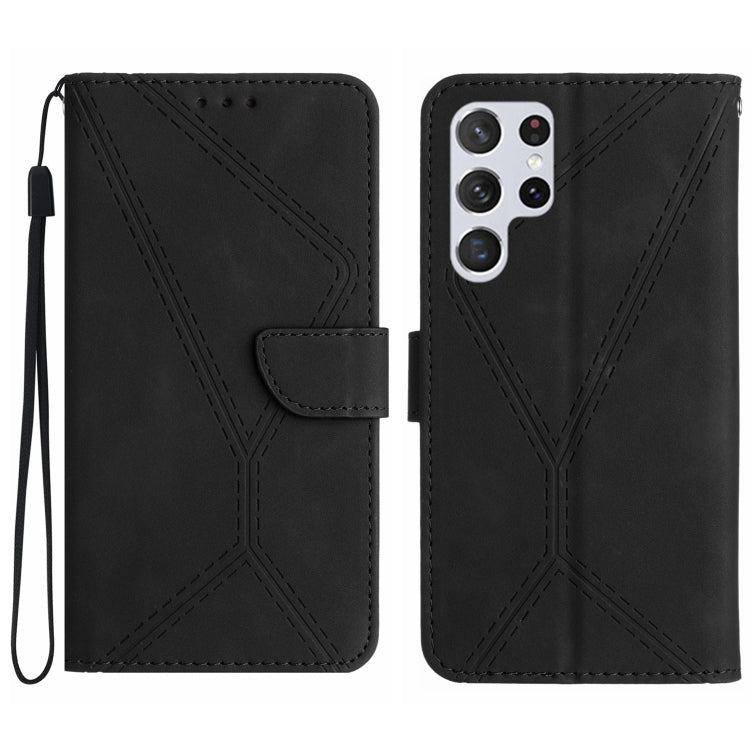 For Samsung Galaxy S25 Ultra 5G Stitching Embossed Leather Phone Case(Black) by buy2fix