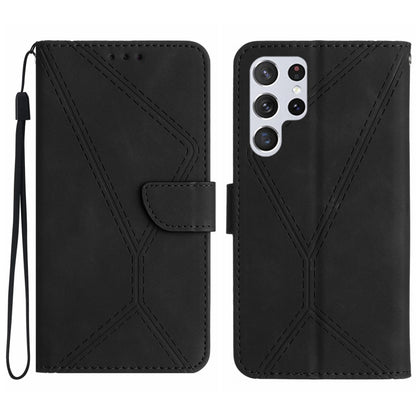 For Samsung Galaxy S25 Ultra 5G Stitching Embossed Leather Phone Case(Black) by buy2fix