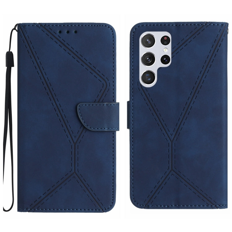 For Samsung Galaxy S25 Ultra 5G Stitching Embossed Leather Phone Case(Blue) by buy2fix