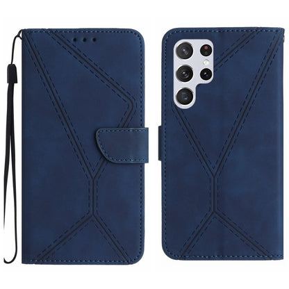 For Samsung Galaxy S25 Ultra 5G Stitching Embossed Leather Phone Case(Blue) by buy2fix