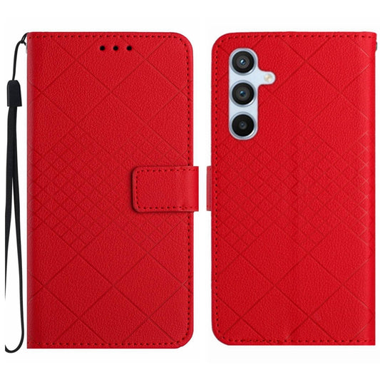 For Samsung Galaxy S25+ 5G Rhombic Grid Texture Leather Phone Case(Red) by buy2fix