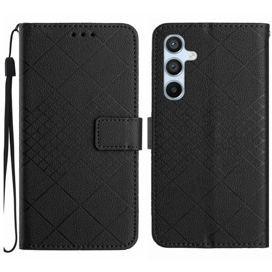 For Samsung Galaxy S25+ 5G Rhombic Grid Texture Leather Phone Case(Black) - Galaxy S25+ 5G Cases by buy2fix | Online Shopping UK | buy2fix
