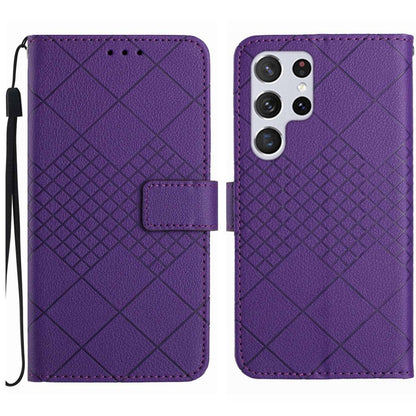 For Samsung Galaxy S25 Ultra 5G Rhombic Grid Texture Leather Phone Case(Purple) by buy2fix