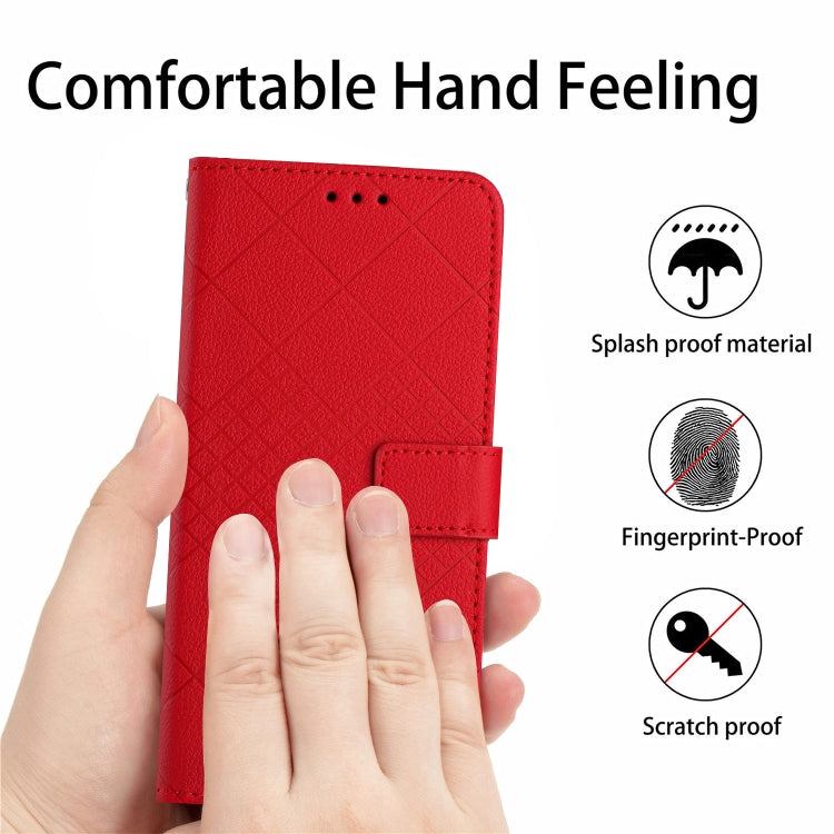 For Samsung Galaxy S25 Ultra 5G Rhombic Grid Texture Leather Phone Case(Red) by buy2fix