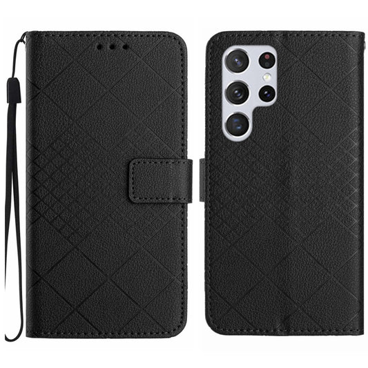 For Samsung Galaxy S25 Ultra 5G Rhombic Grid Texture Leather Phone Case(Black) by buy2fix