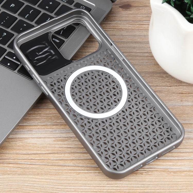 For iPhone 14 Pure Color Honeycomb Aromatherapy MagSafe Phone Case(Grey) by buy2fix