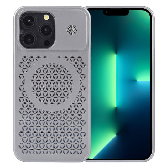 For iPhone 13 Pro Max Pure Color Honeycomb Aromatherapy MagSafe Phone Case(Grey) by buy2fix