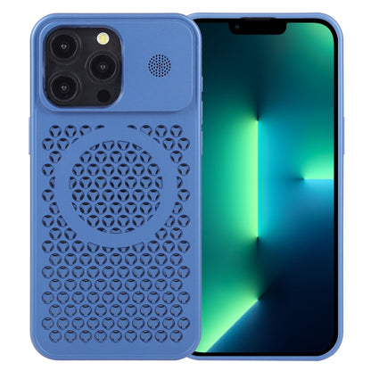 For iPhone 13 Pro Max Pure Color Honeycomb Aromatherapy MagSafe Phone Case(Blue) - iPhone 13 Pro Max Cases by buy2fix | Online Shopping UK | buy2fix