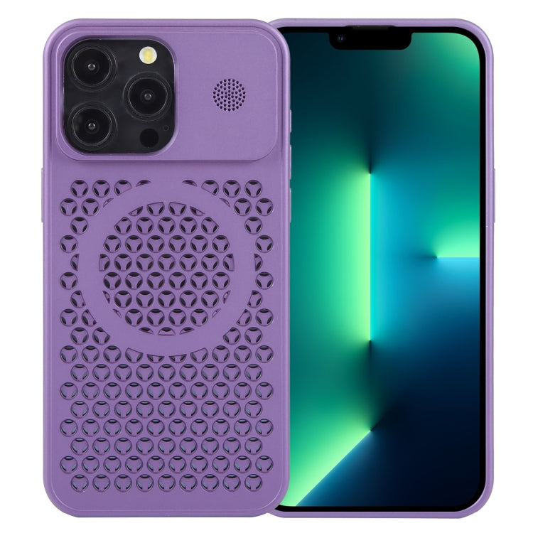 For iPhone 13 Pro Pure Color Honeycomb Aromatherapy MagSafe Phone Case(Purple) by buy2fix