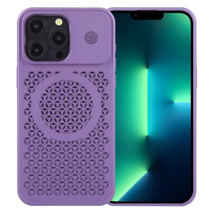 For iPhone 13 Pro Pure Color Honeycomb Aromatherapy MagSafe Phone Case(Purple) by buy2fix