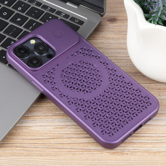 For iPhone 13 Pro Pure Color Honeycomb Aromatherapy MagSafe Phone Case(Purple) by buy2fix