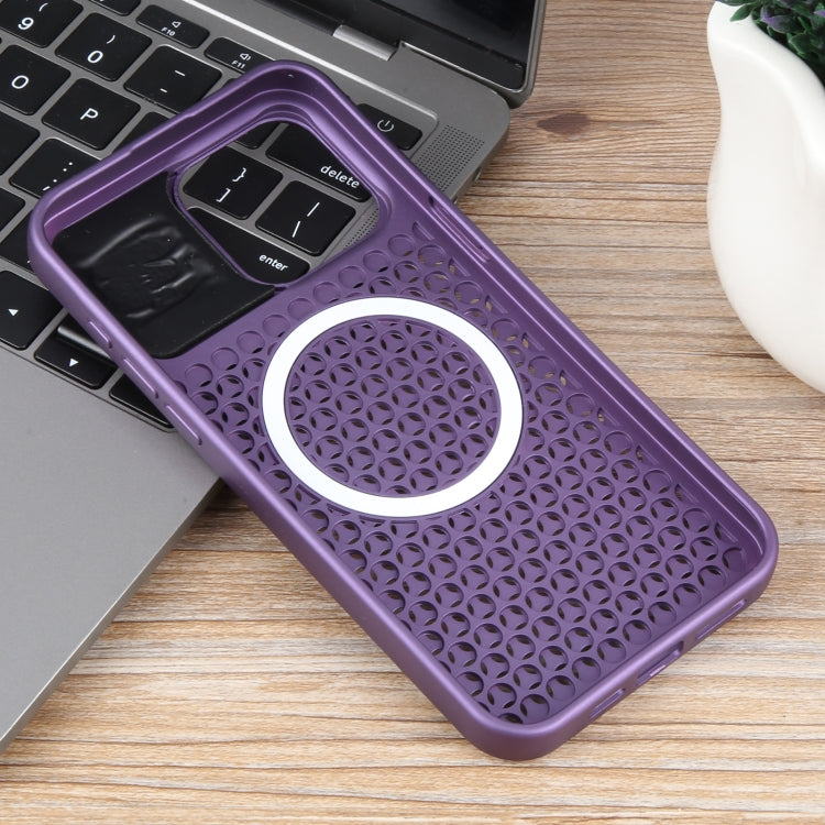 For iPhone 13 Pro Pure Color Honeycomb Aromatherapy MagSafe Phone Case(Purple) by buy2fix