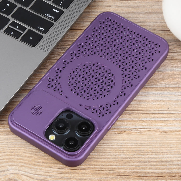 For iPhone 13 Pro Pure Color Honeycomb Aromatherapy MagSafe Phone Case(Purple) by buy2fix