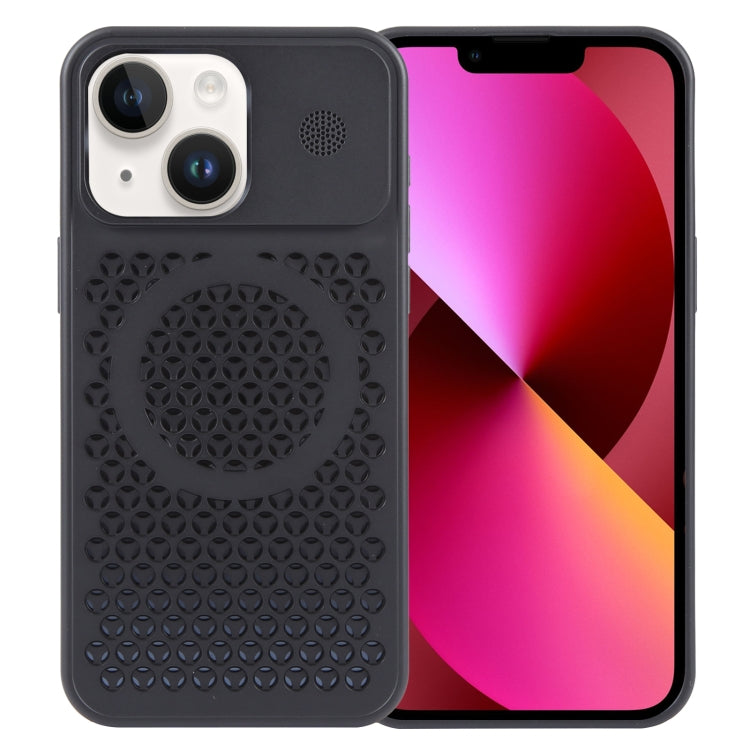 For iPhone 13 Pure Color Honeycomb Aromatherapy MagSafe Phone Case(Black) by buy2fix