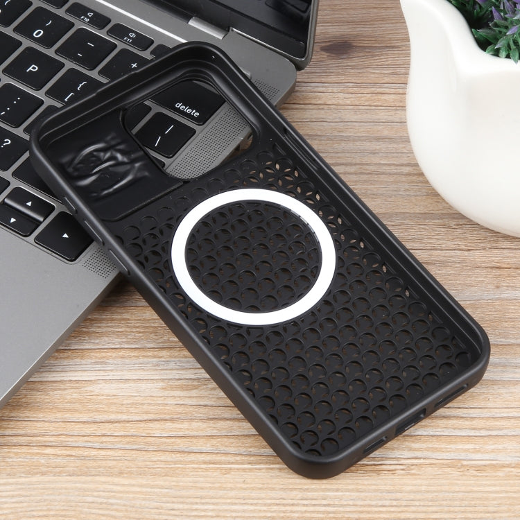 For iPhone 13 Pure Color Honeycomb Aromatherapy MagSafe Phone Case(Black) by buy2fix