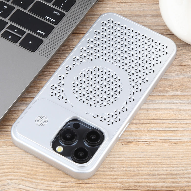 For iPhone 12 Pro Max Pure Color Honeycomb Aromatherapy MagSafe Phone Case(Silver) by buy2fix