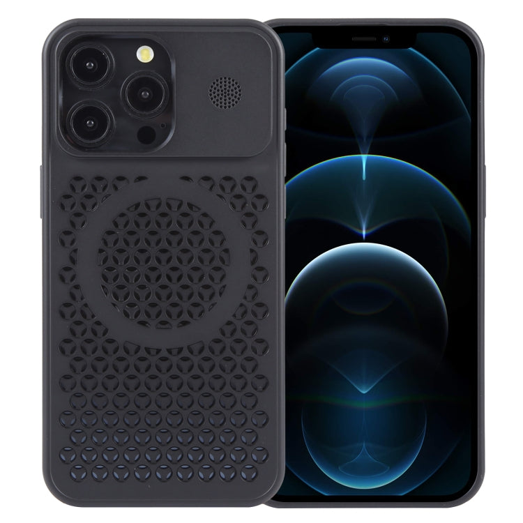 For iPhone 12 Pro Pure Color Honeycomb Aromatherapy MagSafe Phone Case(Black) by buy2fix