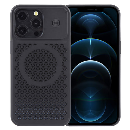 For iPhone 12 Pro Pure Color Honeycomb Aromatherapy MagSafe Phone Case(Black) by buy2fix