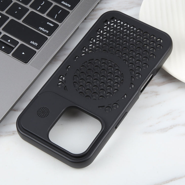 For iPhone 16 Pro Pure Color Honeycomb Aromatherapy MagSafe Phone Case(Black) by buy2fix