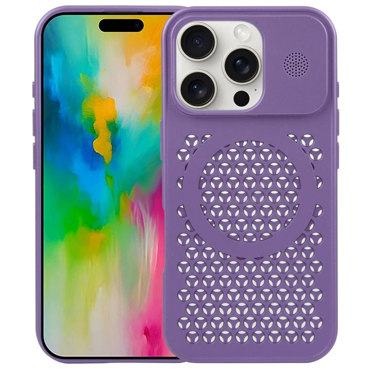 For iPhone 16 Pro Pure Color Honeycomb Aromatherapy MagSafe Phone Case(Purple) by buy2fix