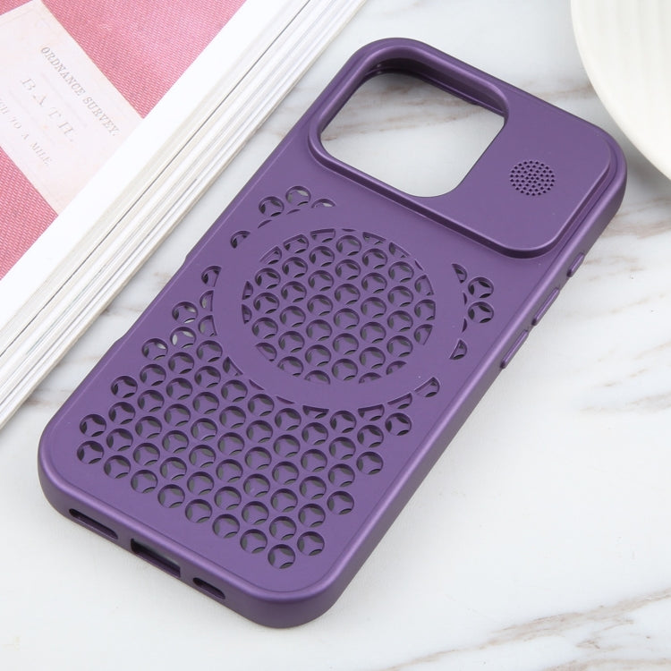 For iPhone 16 Pro Pure Color Honeycomb Aromatherapy MagSafe Phone Case(Purple) by buy2fix