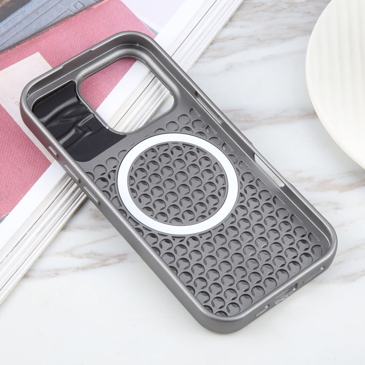 For iPhone 16 Pro Pure Color Honeycomb Aromatherapy MagSafe Phone Case(Grey) by buy2fix