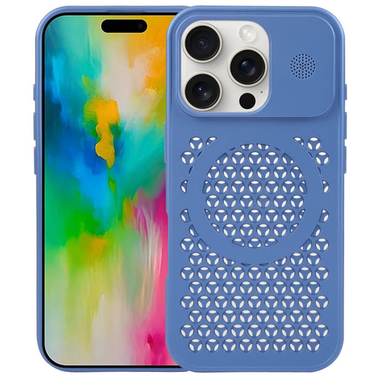 For iPhone 16 Pro Pure Color Honeycomb Aromatherapy MagSafe Phone Case(Blue) by buy2fix