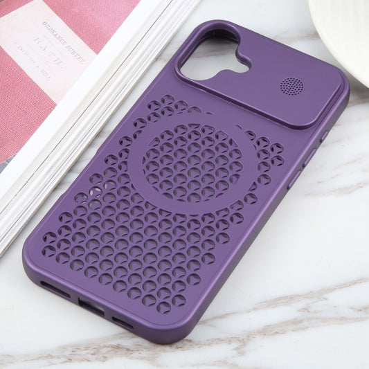 For iPhone 16 Plus Pure Color Honeycomb Aromatherapy MagSafe Phone Case(Purple) - iPhone 16 Plus Cases by buy2fix | Online Shopping UK | buy2fix