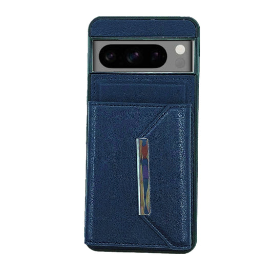 For Google Pixel 9 / 9 Pro Solid Color Metal Buckle Card Slots Bag Phone Case(Blue) by buy2fix