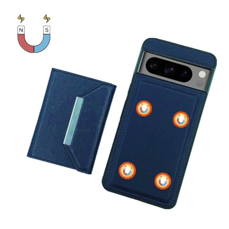 For Google Pixel 9 / 9 Pro Solid Color Metal Buckle Card Slots Bag Phone Case(Blue) by buy2fix