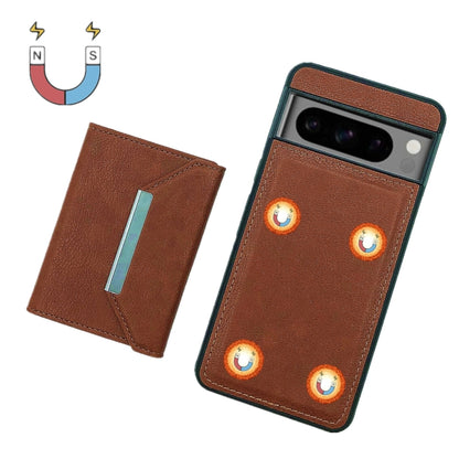 For Google Pixel 9 / 9 Pro Solid Color Metal Buckle Card Slots Bag Phone Case(Brown) by buy2fix
