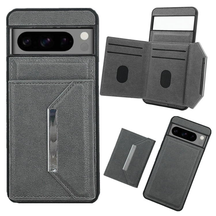 For Google Pixel 9 / 9 Pro Solid Color Metal Buckle Card Slots Bag Phone Case(Grey) by buy2fix