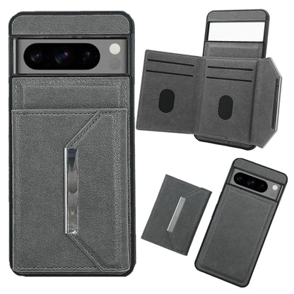 For Google Pixel 9 / 9 Pro Solid Color Metal Buckle Card Slots Bag Phone Case(Grey) by buy2fix