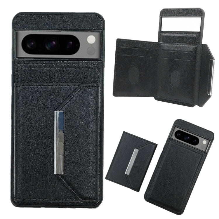 For Google Pixel 9 / 9 Pro Solid Color Metal Buckle Card Slots Bag Phone Case(Black) by buy2fix
