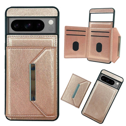For Google Pixel 9 / 9 Pro Solid Color Metal Buckle Card Slots Bag Phone Case(Rose Gold) by buy2fix