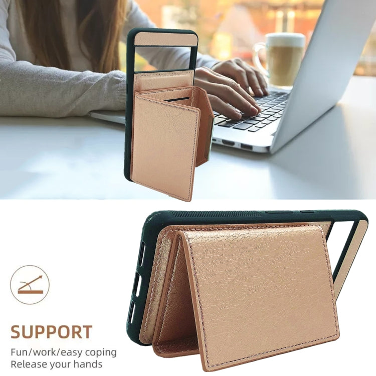 For Google Pixel 9 / 9 Pro Solid Color Metal Buckle Card Slots Bag Phone Case(Rose Gold) by buy2fix