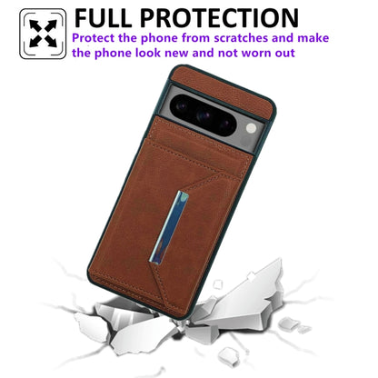 For Google Pixel 9 Pro XL Solid Color Metal Buckle Card Slots Bag Phone Case(Brown) by buy2fix
