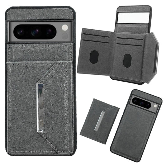 For Google Pixel 9 Pro XL Solid Color Metal Buckle Card Slots Bag Phone Case(Grey) by buy2fix