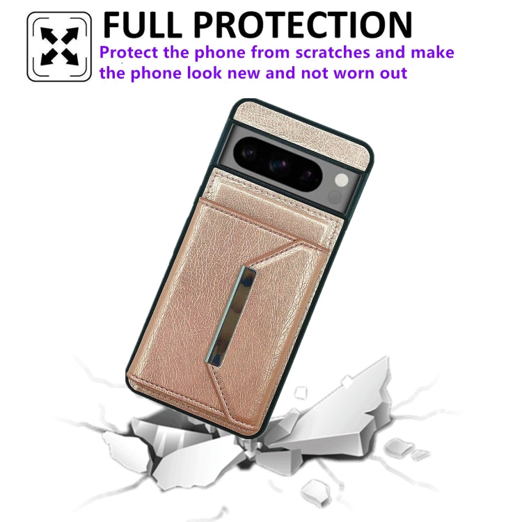 For Google Pixel 9 Pro XL Solid Color Metal Buckle Card Slots Bag Phone Case(Rose Gold) by buy2fix