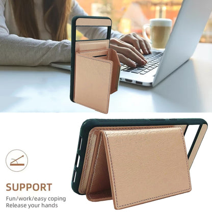 For Google Pixel 9 Pro XL Solid Color Metal Buckle Card Slots Bag Phone Case(Rose Gold) by buy2fix