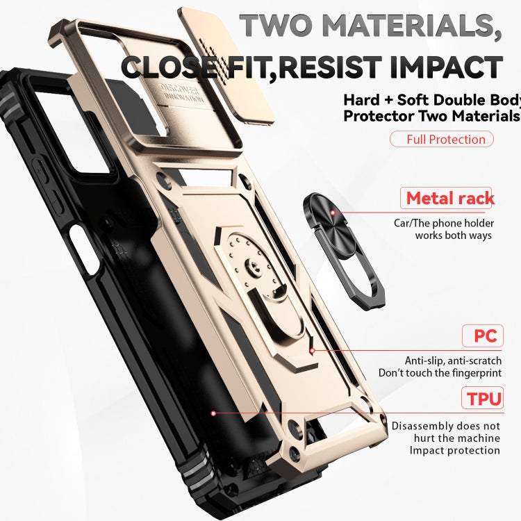 For Motorola Moto G Power 5G 2024 Sliding Camshield Holder Phone Case(Gold) by buy2fix