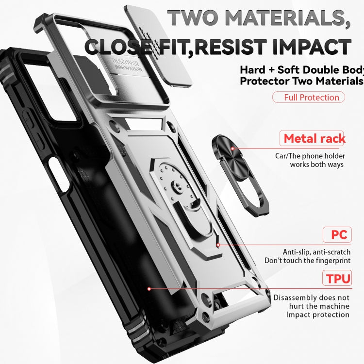 For Motorola Moto G Power 5G 2024 Sliding Camshield Holder Phone Case(Silver) by buy2fix