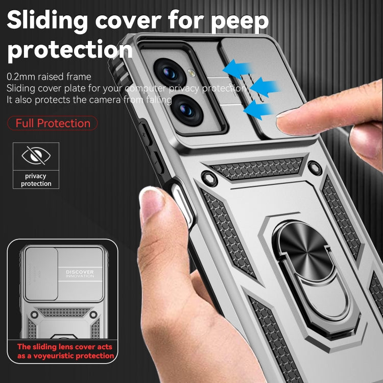 For Motorola Moto G Power 5G 2024 Sliding Camshield Holder Phone Case(Silver) by buy2fix