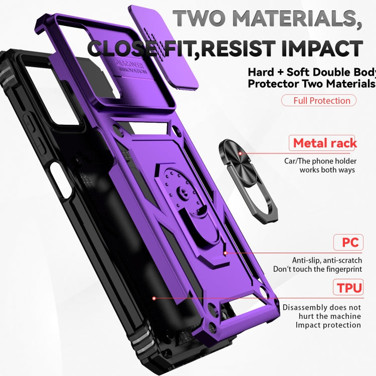 For Motorola Moto G Power 5G 2024 Sliding Camshield Holder Phone Case(Purple) by buy2fix