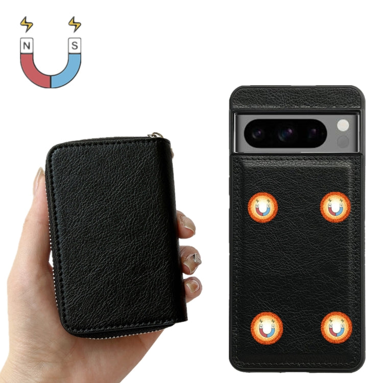 For Google Pixel 9 Pro XL Solid Color Zipper 11-Card Slots Bag Phone Case with Lanyard(Black) by buy2fix