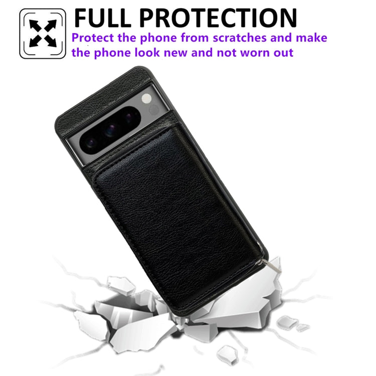 For Google Pixel 9 / 9 Pro Solid Color Zipper 11-Card Slots Bag Phone Case with Lanyard(Black) by buy2fix