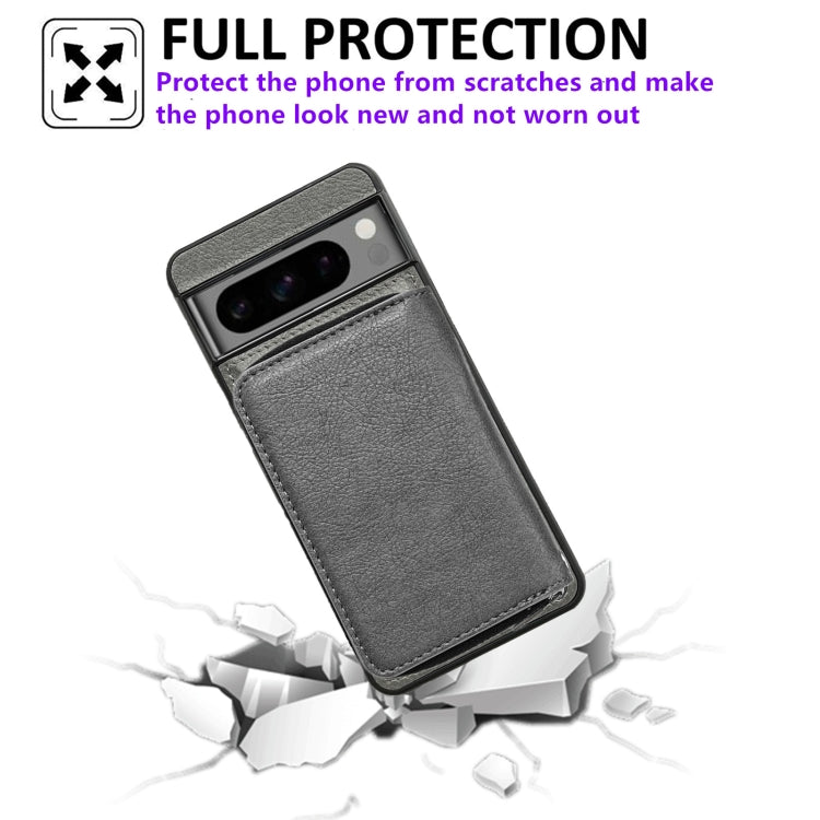For Google Pixel 9 / 9 Pro Solid Color Zipper 11-Card Slots Bag Phone Case with Lanyard(Grey) by buy2fix