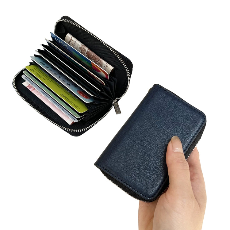 For iPhone 16 Plus Solid Color Zipper 11-Card Slots Bag Phone Case with Lanyard(Blue) - iPhone 16 Plus Cases by buy2fix | Online Shopping UK | buy2fix