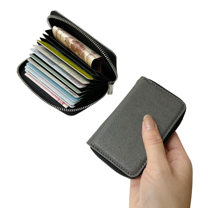 For iPhone 16 Plus Solid Color Zipper 11-Card Slots Bag Phone Case with Lanyard(Grey) - iPhone 16 Plus Cases by buy2fix | Online Shopping UK | buy2fix